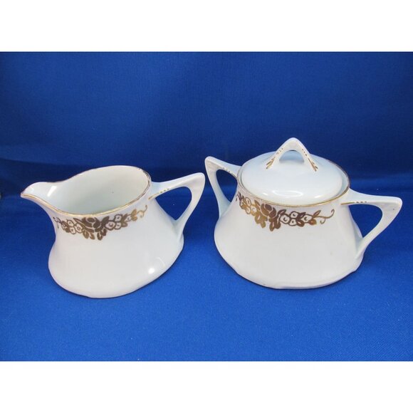 Vintage 1940s Porcelain Creamer and Sugar Bowl Set Signed Z.S.C Bavaria - Picture 8 of 13
